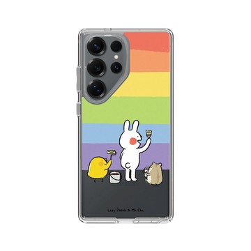 Galaxy S25 Ultra Clear 透明 - 懶散兔與啾先生 Lazy Rabbit and Mr.Chu - 彩虹