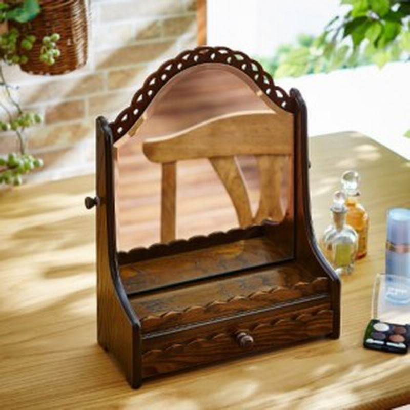 引出し付き卓上ドレッサー コンパクトドレッサー 卓上 ミラー 姫鏡台 ミニドレッサー 木製 アンティーク フレンチカントリー 姫系 通販 Lineポイント最大1 0 Get Lineショッピング