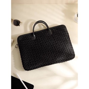 復古黑色蕾絲高級感公文包手提筆記本電腦包女14寸16寸15小眾設計高顏值時尚適用蘋果電腦女士平板包macbook