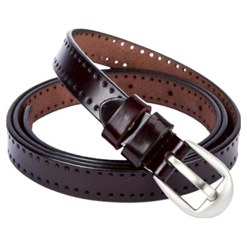 本革職人 獨特魅力鏤空穿孔造型針扣式真皮皮帶  105cm  咖啡色