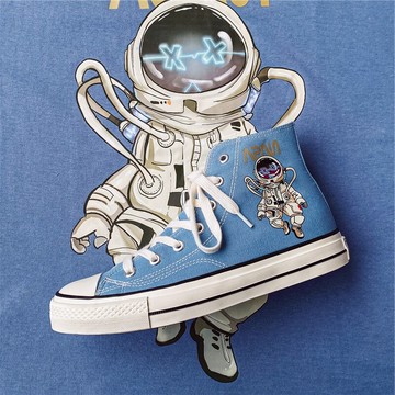 男鞋年新款板鞋宇航員高幫帆布鞋男秋季透氣青少年鞋子男潮鞋