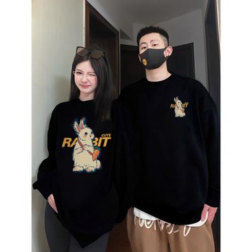 潮牌衛衣男秋季圓領2025新款休閑長袖男款無帽外套寬松美式情侶裝