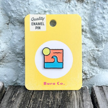台灣浪花橘色琺瑯徽章 Big Wave BURA Enamel Pin