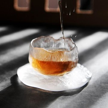 日式琉璃茶杯耐熱主人杯單杯冰凍燒茶盞茶承玻璃品茗杯初雪上神杯