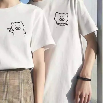 🚀隔日到貨🚀短t情侶套裝寬鬆圓領男女同款寬鬆短袖情侶裝卡通短袖百搭日系t恤情侶上衣夏季潮流百搭休閒韓系上衣情侶t情侶衣