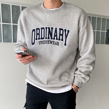 正韓ORDINARY 刺繡字母刷毛大學T 4色 YUPPIE 預購商品 1205