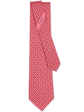 Ferragamo - elephant-print silk tie - men - Silk/Wool - One Size - Red