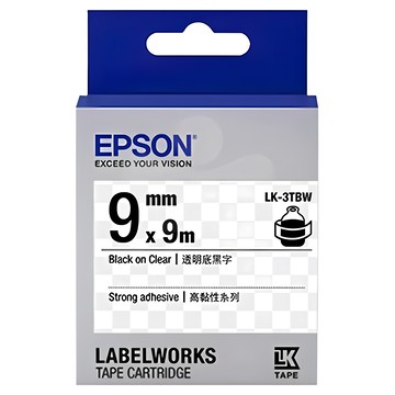 EPSON 標籤帶 LK-3TBW 9mm  9m  透明底黑字