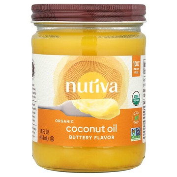 Nutiva, 有機椰子油，黃油風味，14 液量盎司（414 毫升）