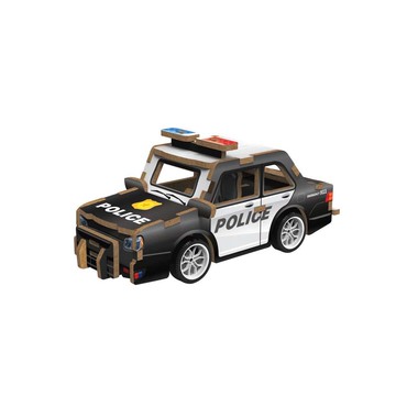 樂彩森林 拼裝木製迴力車-警車