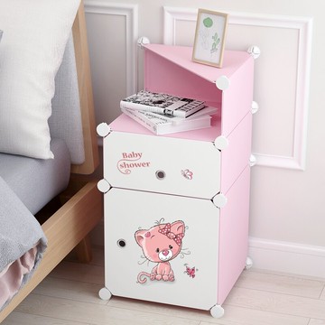 床頭柜簡易款網紅出租房小戶型組裝收納塑料置物架小型窄女生臥室