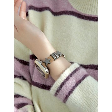 《台灣出貨》適用 APPLE WATCH 星星朋克錶帶 真皮錶帶 設計款錶帶 S11 S10 SE 46mm 女士錶帶