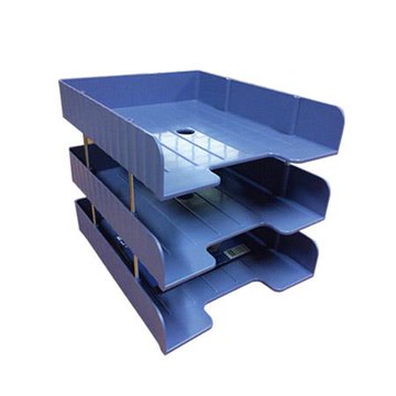 雙鶖Flying 摩登可堆疊三層公文架/LT-1028/藍