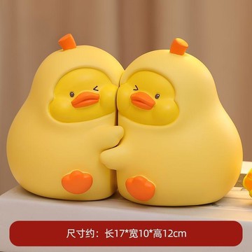 7514 用戶典藏好物🎪萌趣玄關擺件永不分離抱抱情侶大胖鴨桌面擺件家居理賠紀念書檔K5ZO