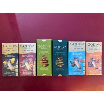 Godiva 開心果 夾心牛奶巧克力磚 杜拜風味 醇享系列 90%黑巧克力/血橙黑巧克力/海鹽焦糖 蜂蜜杏仁 牛奶巧克力