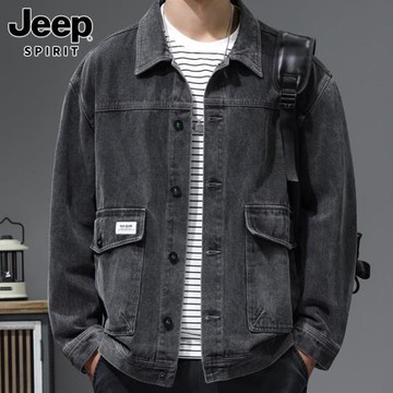 JEEP SPIRIT夾克男士春季潮牌復古上衣服寬松翻領休閑茄克外套男