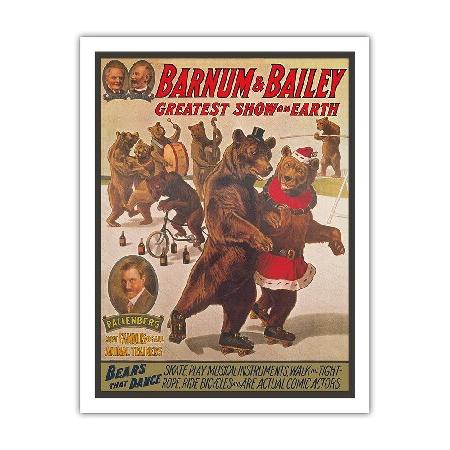 Pacifica Island Art Barnum ＆ Bailey Circus Greatest Show on Earth Bears That Dance Vintage Circus Poster c.1916 Premium Matte Paper Print 20x