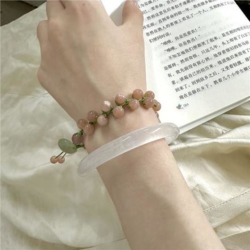 (免運)十里間【透柔】文藝新中式天然石編織疊戴手鏈白月光手鐲