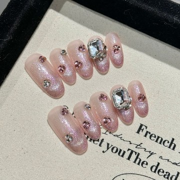 💟加一手工甲💅🏻【蔓延薔薇】溫柔純慾腮紫暈染美甲手工穿戴甲閃鑽長款顯白貼片純手工穿戴甲 JBPF