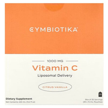 Cymbiotika, 維生素 C，脂質體輸送，柑橘香草，1000 毫克，30 袋，每袋 15 毫升