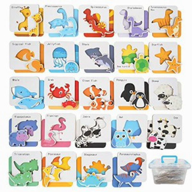Wisestar 72pcs木製パズル 英語 アルファベッ 野生動物 海洋動物 恐竜 24種類木のおもちゃ 収納ボックス付き 動物認知 知育玩 通販 Lineポイント最大1 0 Get Lineショッピング