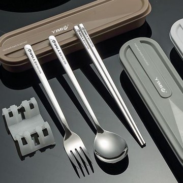 抗菌 316不銹鋼筷子勺子套裝食品級一個人專用便攜餐具學生收納盒