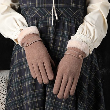 新款冬季可愛女士保暖手套戶外騎行開車滑雪觸屏加絨加厚防寒防凍