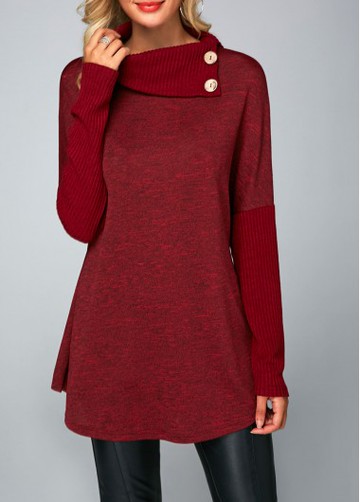 Long Sleeve Button Embellished T Shirt