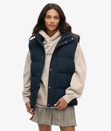 Superdry Women's Oversized Non-hooded Everest Gilet Navy Size: XL