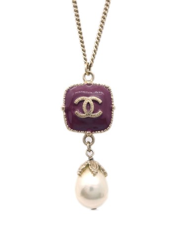 CHANEL Pre-Owned - 2008 CC faux-pearl pendant necklace - women - Gold Plated/Pearl/Rhinestone - One Size