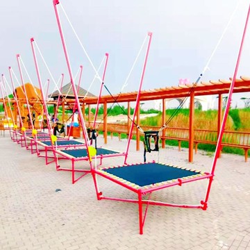 ??快速出貨?? 公司貨 蹦蹦床戶外廣場擺攤單人手搖折疊兒童蹦極跳床商用小孩蹦床彈力繩