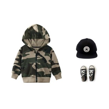 2022春秋款男童兒童迷彩拉鏈衫純棉衛衣帽衫夾克薄款外套