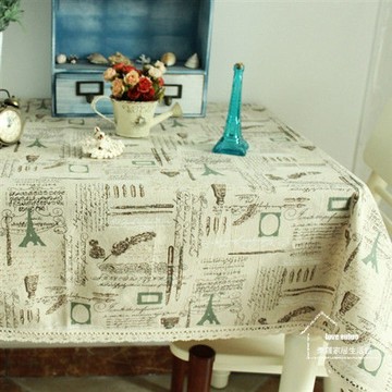 【協貿】田園蕾絲清新棉麻鐵塔羽毛電腦餐桌布藝蓋巾