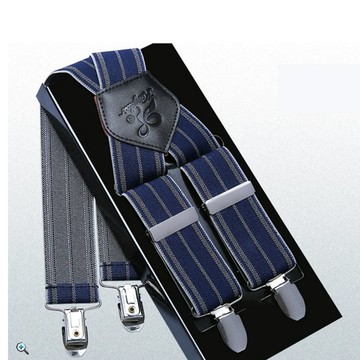 拉福，吊帶X夾紳士吊帶附紙盒(藍條)