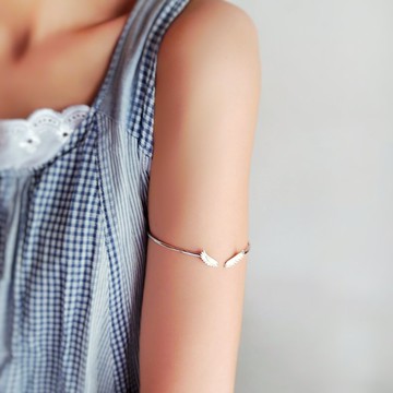 飛翔之翼純銀彈力臂環