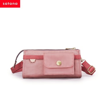 【satana】Soldier 長夾斜背包/多隔層斜肩包-雲朵粉(SOS2555-601)