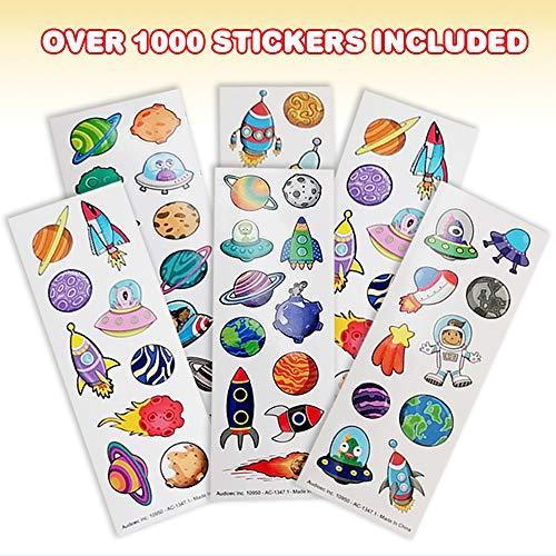 ArtCreativity Space Sticker Assortment, 100 Sticker Sheets of Assorted Spac