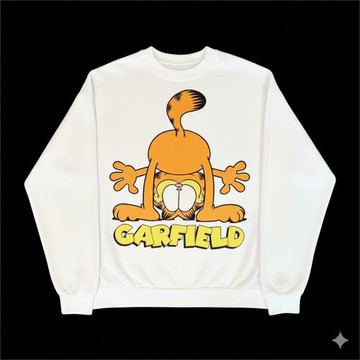 可愛倒立加菲貓趣味印花oversize秋季新款圓領衛衣百搭男女同款