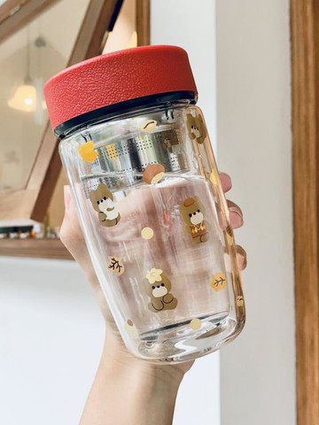 高級感雙層玻璃杯隔熱泡茶杯茶水分離韓版女學生杯子便攜水杯可愛