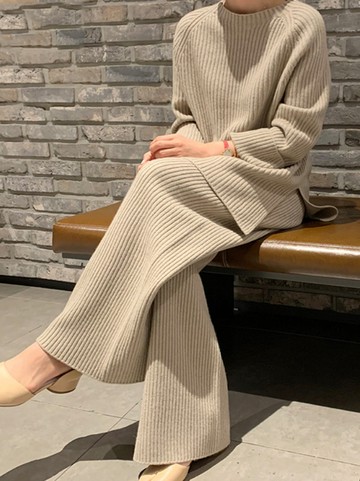 小個子針織闊腿兩件套裝