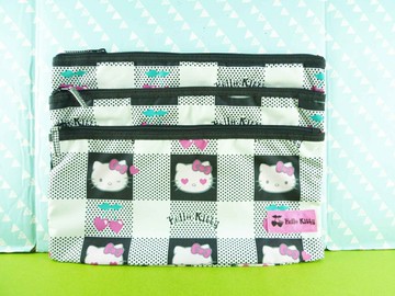 【震撼精品百貨】Hello Kitty 凱蒂貓 三層拉鍊袋 黑【共1款】 震撼日式精品百貨