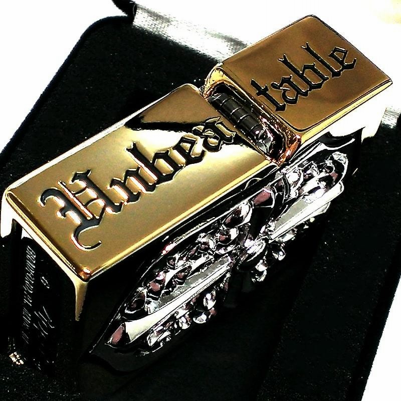 ZIPPO メタルジャケット 超重厚 ジッポ 金銀 ライター ゴールド クロス 