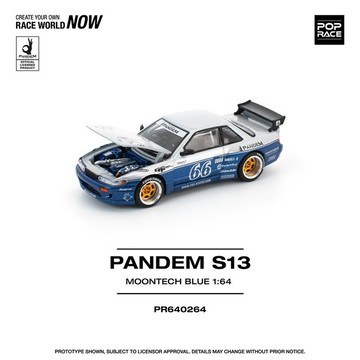POP RACE 264 1/64 日產 Nissan PANDEM SILVIA S13 MOONTECH BLUE