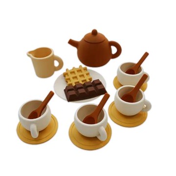 食品級硅膠兒童過家家玩具套裝下午茶甜點組合仿真茶杯茶壺巧克力