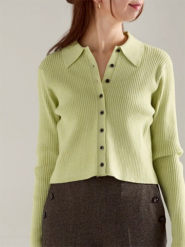 彈性羅紋排釦針織POLO衫(0F001258310) - Te chichi