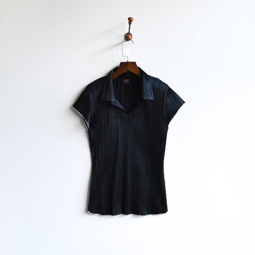 【蛋植物古著】月光壓褶面料古著上衣