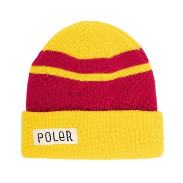 POLER WORKERMAN BEANIE 布標反摺毛帽 黃.紫