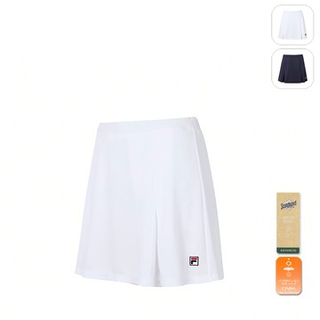 【FILA】女性 抗UV 吸濕排汗短裙(有安全褲)-白色 5SKY-5007-WT