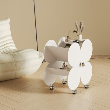 奶油風沙發邊几可移動客廳帶輪小推車創意擺件置物架 雙11全館免運