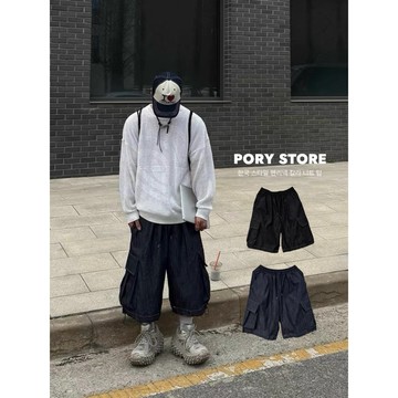 【PORY STORE】獨家！重磅❗️韓國原色大口袋單寧牛仔褲 七分褲 短褲 舒適 實拍 韓系 百搭 休閒 短褲